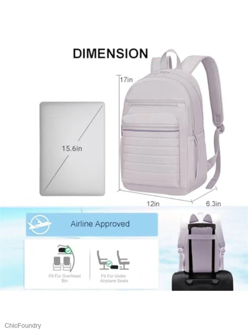 Travel Laptop Backpack, Water Resistant, Anti-Theft, 15.6 Inch, 17x12x6.3,